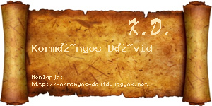 Kormányos Dávid névjegykártya